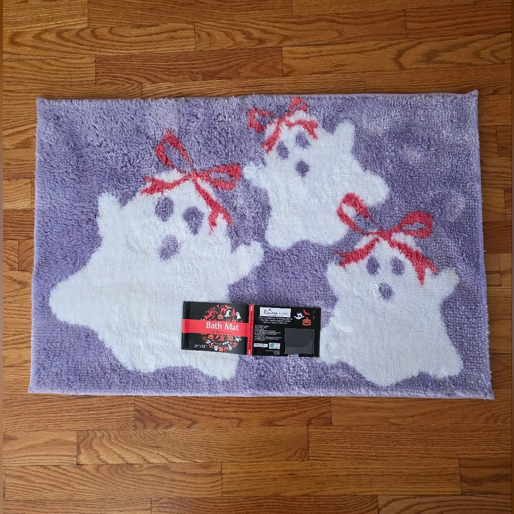 Halloween Lavendar Ghost Riviera Home Bath Mat NEW